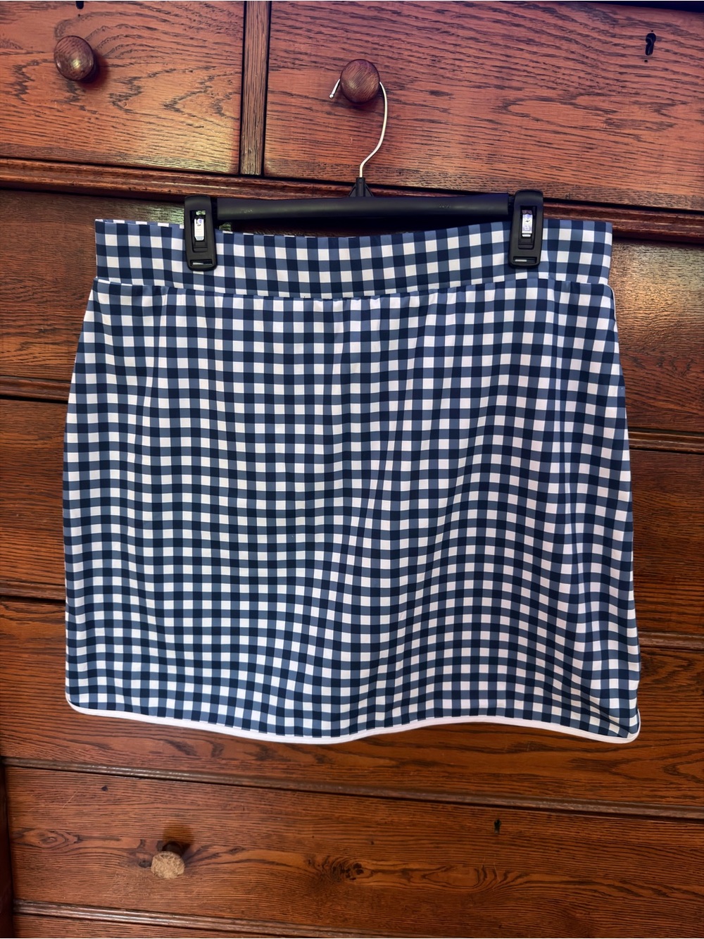 J. Crew Navy and White Gingham Skort